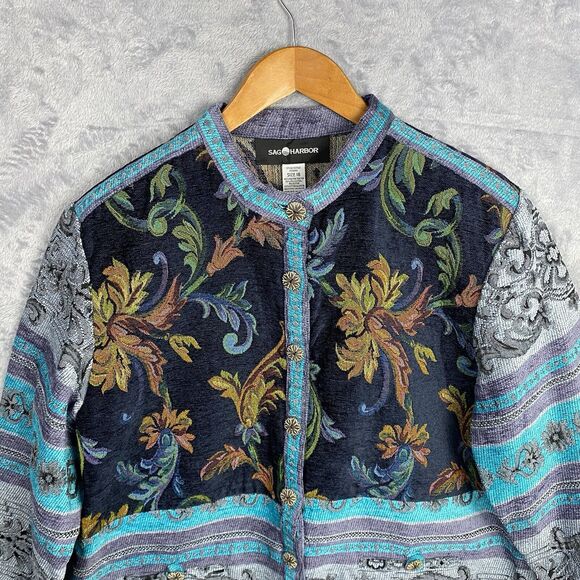 Vintage Sag Harbor Women's Size 18 Tapestry Jacket / Blazer Paisley Patchwork - Picture 2 of 10